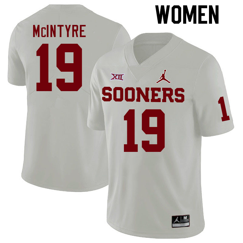 Women #19 Kade McIntyre Oklahoma Sooners College Football Jerseys Stitched Sale-White - Click Image to Close